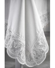 Tovaglia da 12 con tovaglioli 100% raso di cotone con pizzo Carezze Kira