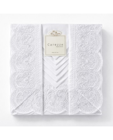 Tovaglia da 12 con tovaglioli 100% raso di cotone con pizzo Carezze Kira