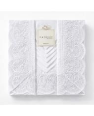 Tovaglia da 12 con tovaglioli 100% raso di cotone con pizzo Carezze Kira
