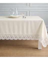Tovaglia da 12 con tovaglioli 100% raso di cotone con pizzo Carezze Kira