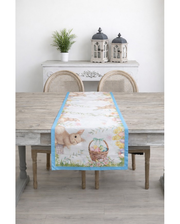 Runner Pasqua 100% cotone stampa digitale art. Brio