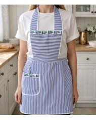 Grembiule con pettorina 100% cotone - MADE IN ITALY - art. Alberica Pettorina Righe