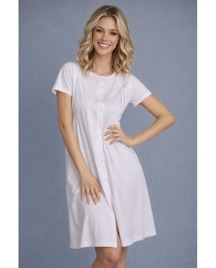 Camicia da notte aperta avanti con bottoni 100% cotone Lunatica 61195