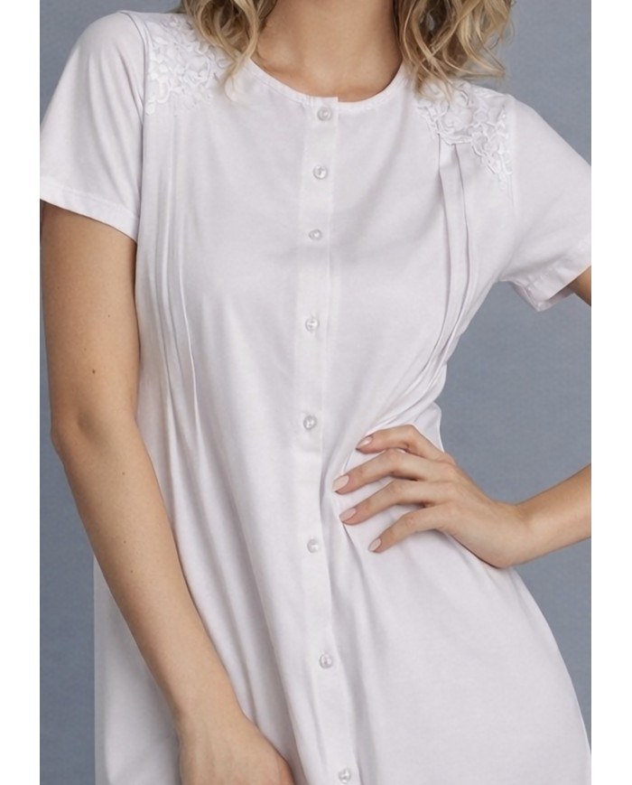 Camicia da notte aperta avanti con bottoni 100% cotone Lunatica 61195