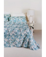 Trapuntino matrimoniale in raso di puro cotone stampato Neith Grace