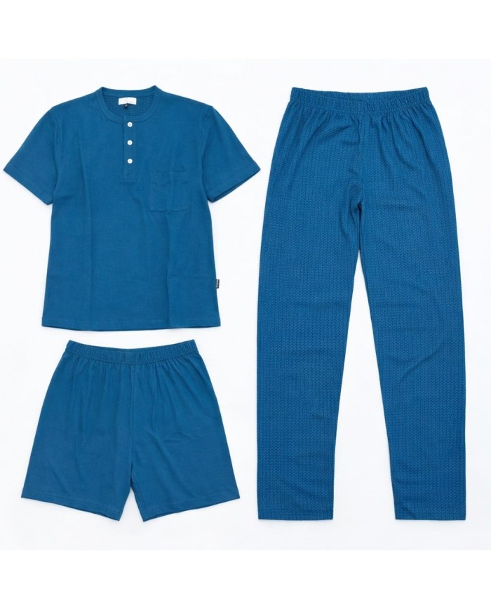 Pigiama estivo uomo tre pezzi 100% cotone Bip Bip 3774