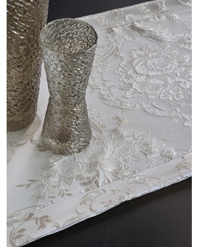 Set di 3 centri in raso jacquard di puro cotone Nada Carrara art. Gioiello