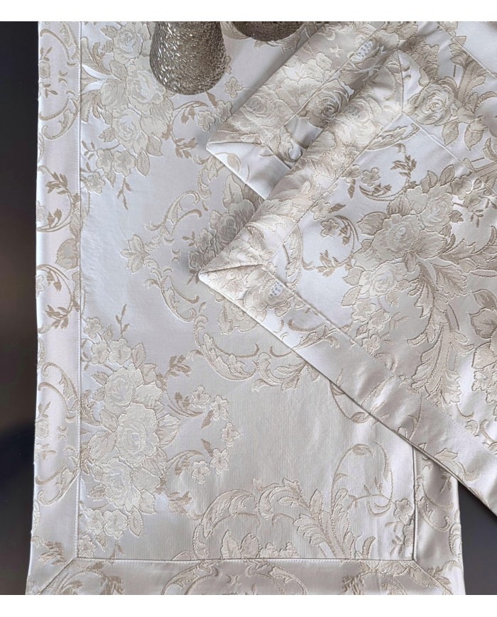 Set di 3 centri in raso jacquard di puro cotone Nada Carrara art. Gioiello