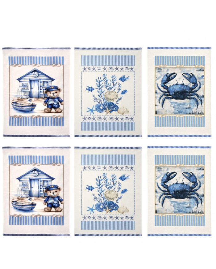 Set 6 strofinacci in microspugna 100% cotone Country art. Tulum