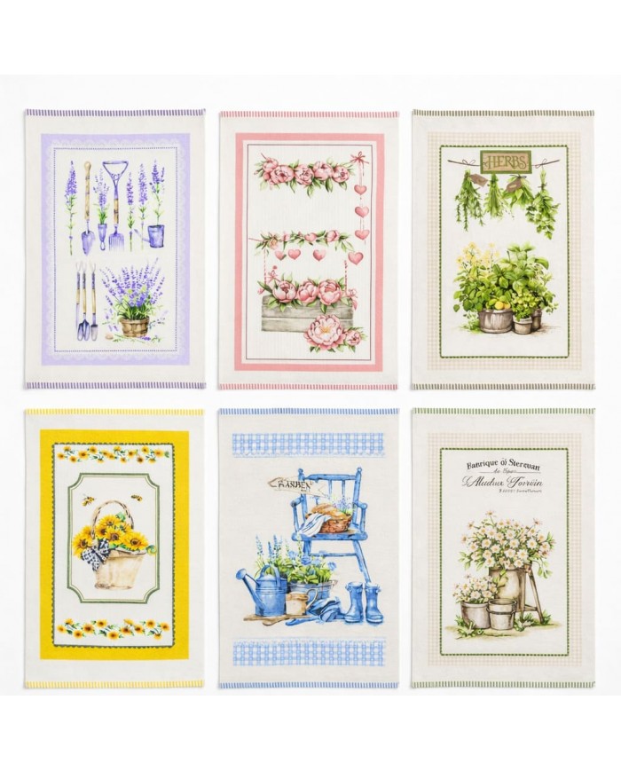 Set 6 strofinacci in microspugna 100% cotone Country art. Botanical