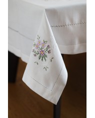 Servizio da tavola ricamato 18 posti con punto a giorno