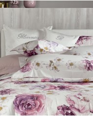 Completo lenzuola matrimoniale in raso di puro cotone Blumarine Brook