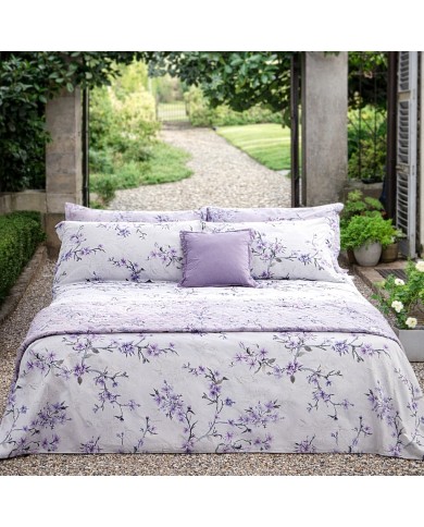 Completo lenzuola matrimoniale in percalle 100% cotone Mirabello Blossom Peach