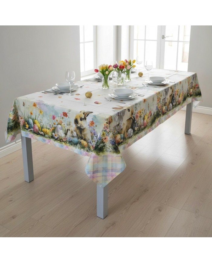Tovaglia Pasqua 12 posti 100% cotone stampa digitale Tessitura di Arconate dis.2