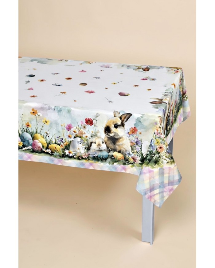 Tovaglia Pasqua 12 posti 100% cotone stampa digitale Tessitura di Arconate dis.2