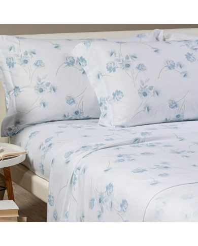 Completo lenzuola matrimoniale 100% cotone Caleffi Flores