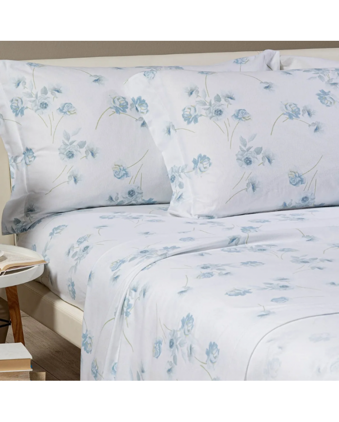 Completo lenzuola matrimoniale 100% cotone Caleffi Flores