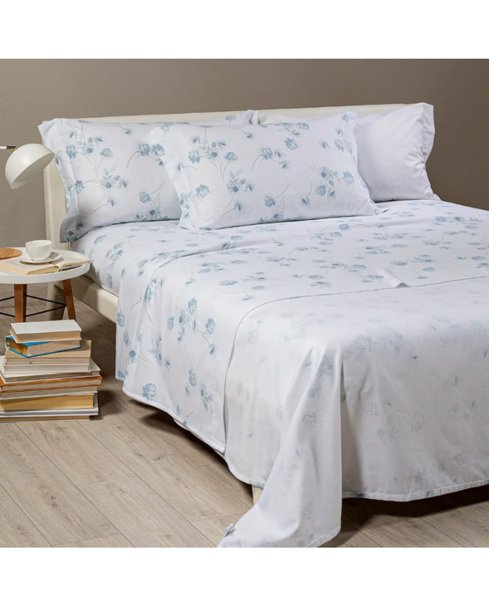 Completo lenzuola matrimoniale 100% cotone Caleffi Flores