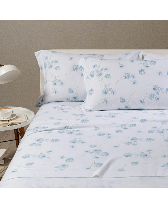Completo lenzuola matrimoniale 100% cotone Caleffi Flores