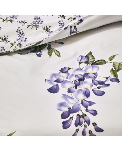 Completo lenzuola copriletto percalle 100% cotone Fazzini Glicine