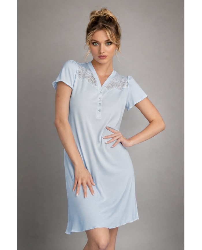 Camicia da notte 100% cotone mezza manica Lunatica 61147