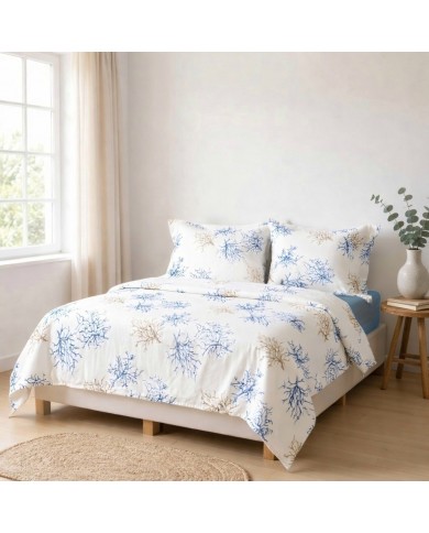 Completo lenzuola matrimoniale in percalle 100% cotone Mirabello Coralli