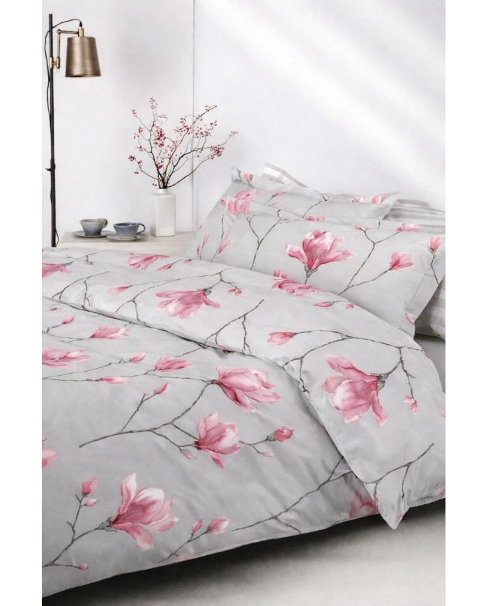 Completo lenzuola matrimoniale in percalle 100% cotone Mirabello Soft Magnolia