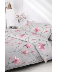Completo lenzuola matrimoniale in percalle 100% cotone Mirabello Soft Magnolia