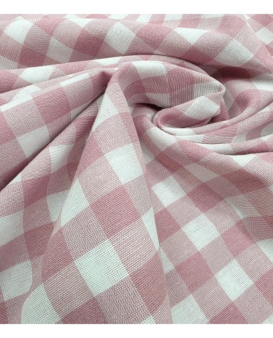 Tessuto al metro a quadretti grandi in cotone altezza 280 - ROSA