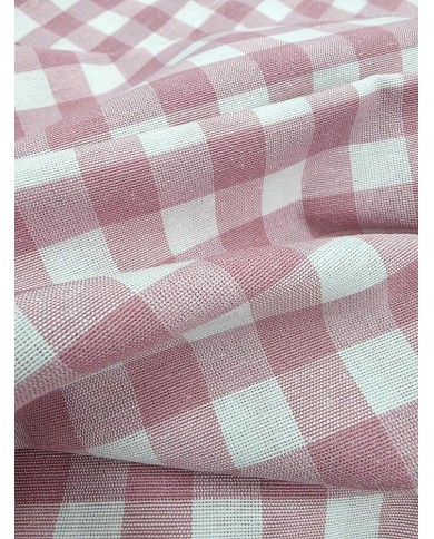 Tessuto al metro a quadretti grandi in cotone altezza 280 - ROSA