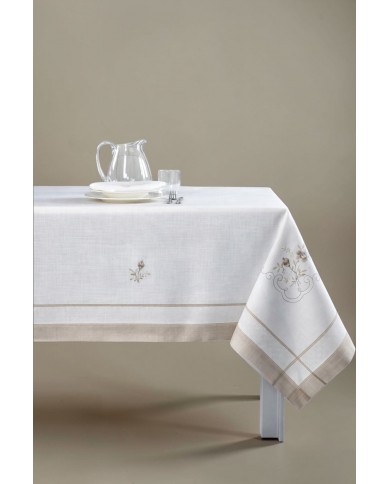 Servizio da tavola ricamato tovaglia + tovaglioli 12 posti art. 5017