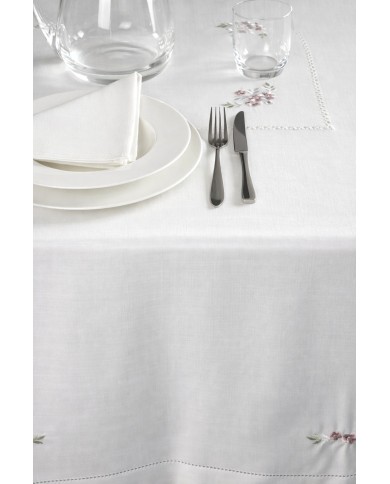 Servizio da tavola ricamato tovaglia + tovaglioli 12 posti art. 9260