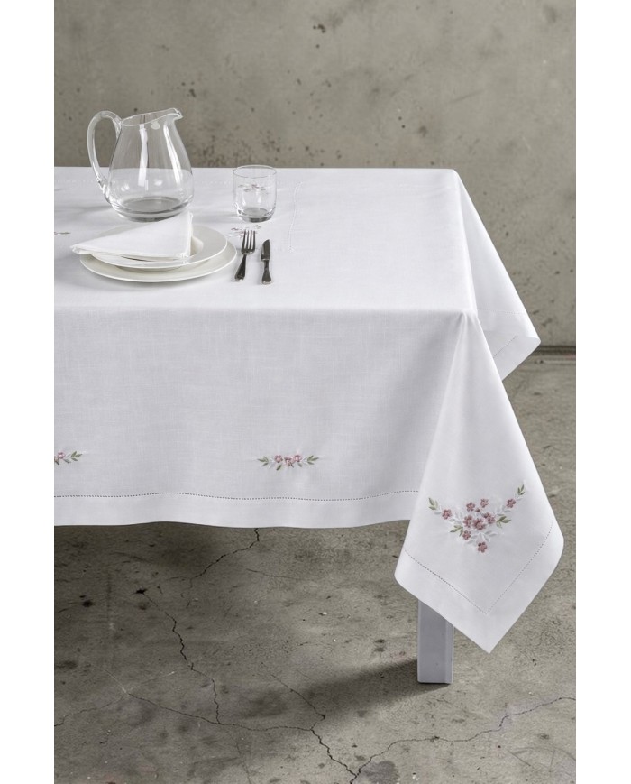 Servizio da tavola ricamato tovaglia + tovaglioli 18 posti art. 9260