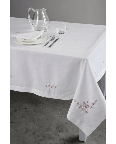 Servizio da tavola ricamato tovaglia + tovaglioli 18 posti art. 9260