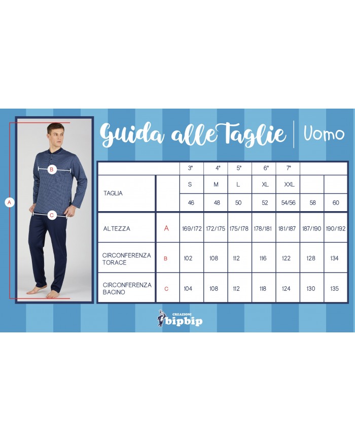 Pigiama estivo uomo tre pezzi 100% cotone Bip Bip 3254