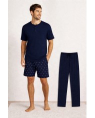 Pigiama estivo uomo tre pezzi 100% cotone Bip Bip 3254