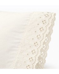 Completo lenzuola matrimoniali in puro cotone con pizzo Sangallo Aurora by Carezze