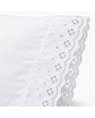 Completo lenzuola matrimoniali in puro cotone con pizzo Sangallo Aurora by Carezze