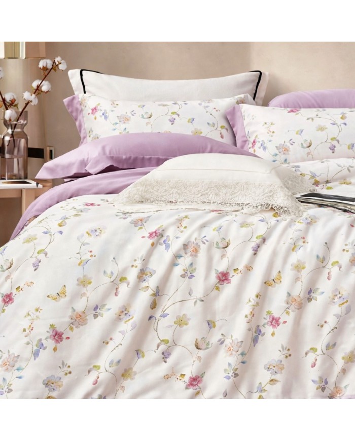 Completo lenzuola copriletto in percalle 100% cotone Elite dis.33