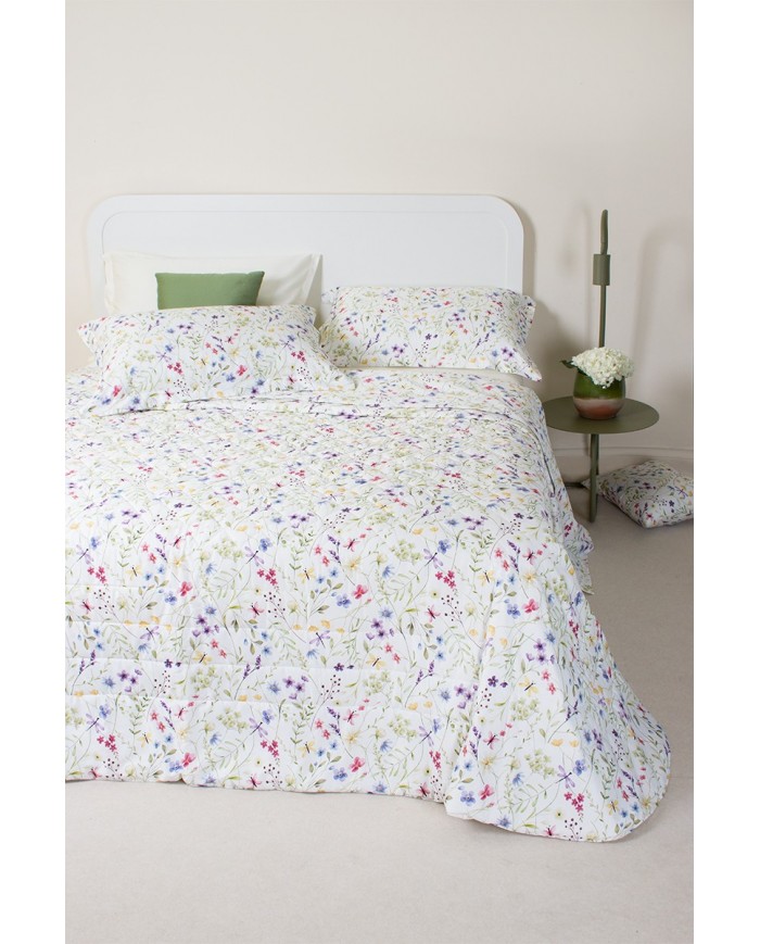 Trapuntino matrimoniale in raso 100% cotone Neith art. Bianca