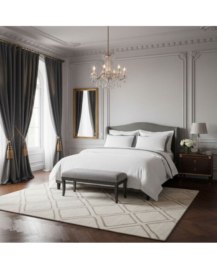 Completo lenzuola matrimoniale in raso di puro cotone Mirabello art. Palazzo Gioioso