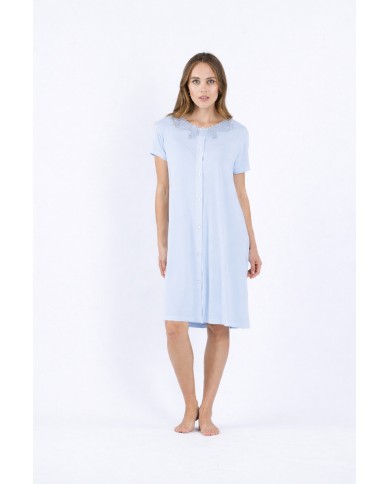 Camicia da notte mezza manica aperta avanti con bottoni Semplice Vanità Fida Lingerie art. 2654