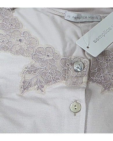 Camicia da notte mezza manica aperta avanti con bottoni Semplice Vanità Fida Lingerie art. 2654