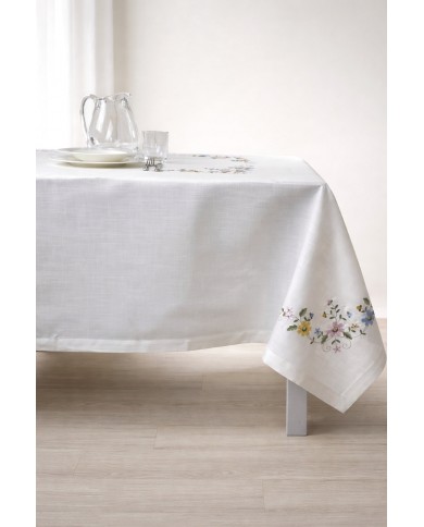 Servizio da tavola ricamo colorato tovaglia + tovaglioli 12 posti art. SL0704