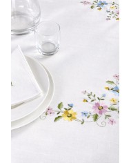 Servizio da tavola ricamo colorato tovaglia + tovaglioli 12 posti art. SL0704