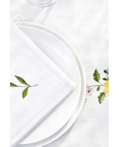 Servizio da tavola ricamo colorato tovaglia + tovaglioli 12 posti art. SL0704