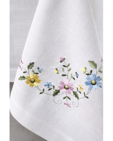 Servizio da tavola ricamo colorato tovaglia + tovaglioli 12 posti art. SL0704