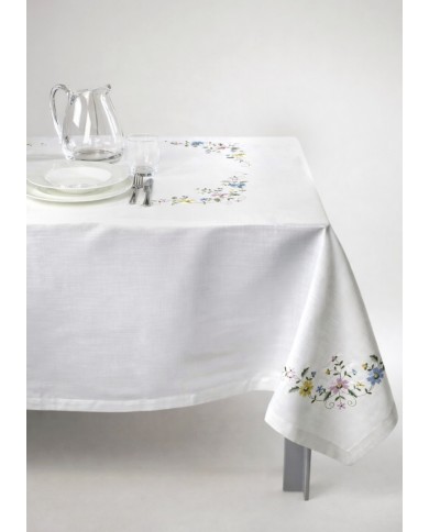 Servizio da tavola ricamo colorato tovaglia + tovaglioli 12 posti art. SL0704