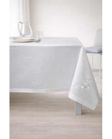 Servizio da tavola ricamato tovaglia + tovaglioli 12 posti art. SL0703