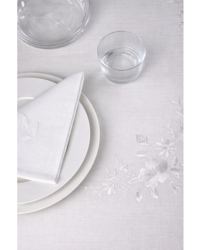 Servizio da tavola ricamato tovaglia + tovaglioli 12 posti art. SL0703